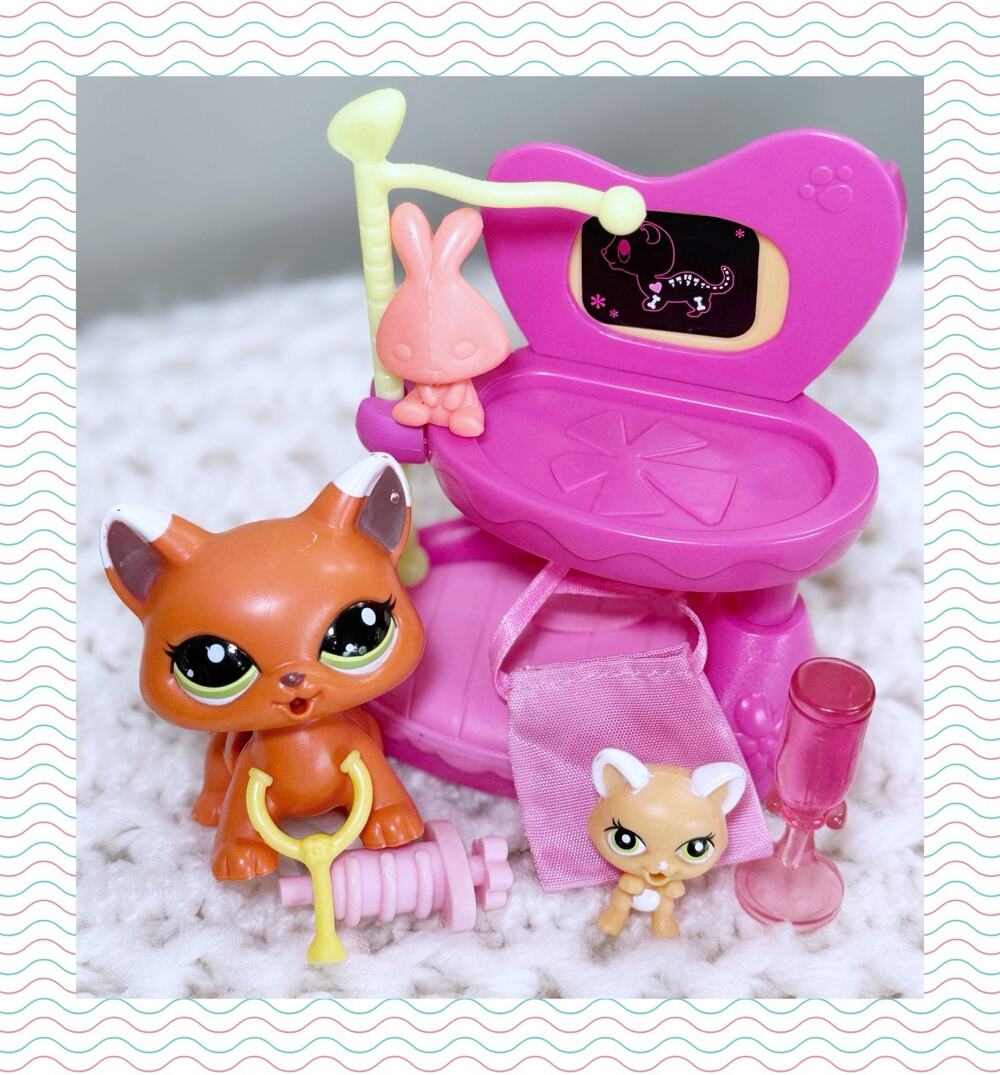 Authentic Littlest Pet Shop LPS #2491 #2492 Walkables Mommy & Baby Cat Kitten